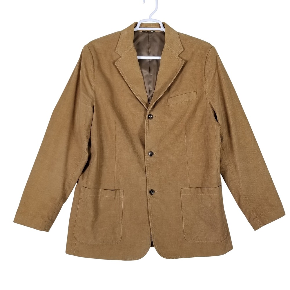 Eddie Bauer Blazer Men XL Tall Tan Corduroy 3-Button Cotton Sport Coat Jacket